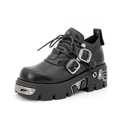 Brand Punk Style Women Ankle Boots Lace-up Heel Height 6CM Platform Shoes Woman Gothic Ankle Boots Metal Decor Woman Sneakers