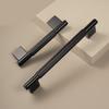 Dooroom Solid Brass Straight Grain Pattern Black Modern Style Cabinet Refrigerator Door Pull Drawer Knobs Hardware Handles