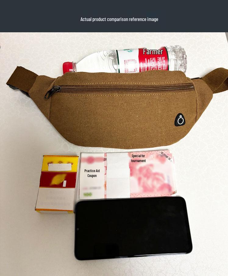 Męska płócienna torba biodrowa do sportów outdoorowych: Jednolity kolor, wielokomorowy, odporny na zużycie, pogrubiony, przenośny portfelik na monety, trzywarstwowa konstrukcja.
