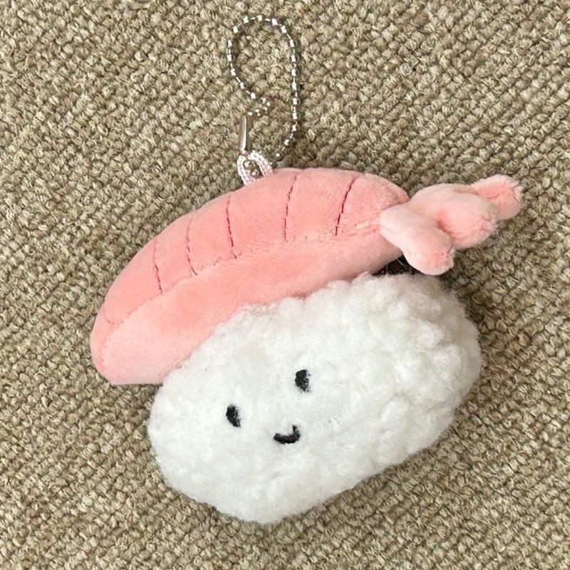 Kawaii Lovely Plush Sushi Toy Keychain For Women Girls Cartoon  Doll Key Ring Pendant Bag Decoration Accessories Gifts