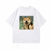 Play Badminton Playing Dog Printed Cotton Short Sleeved T-shirt Men and Women Summer Cute Animals Casual Fashion T-shirt Top