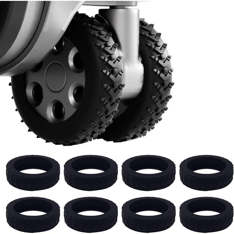 Set of 8 Silicone Wheel Covers for Luggage Suitcase Wheels Protection Mute Non-Slip Waterproof for Office Chairs and Most 8 Spinner Wheels (Black),