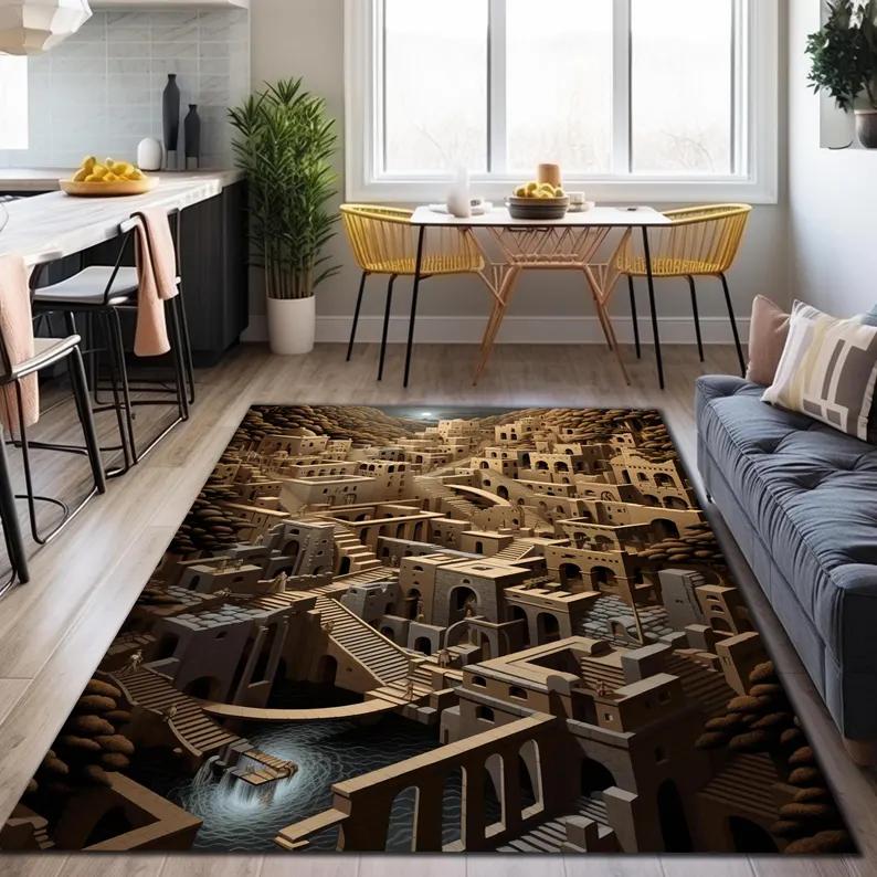 3D Tunnel Illusion Rug Optical Vortex Rug, Living Room Decor Optical Illusion Look Area Rug Rugs Illusion Rug 3D Rug Vortex Rugs 40X60cm