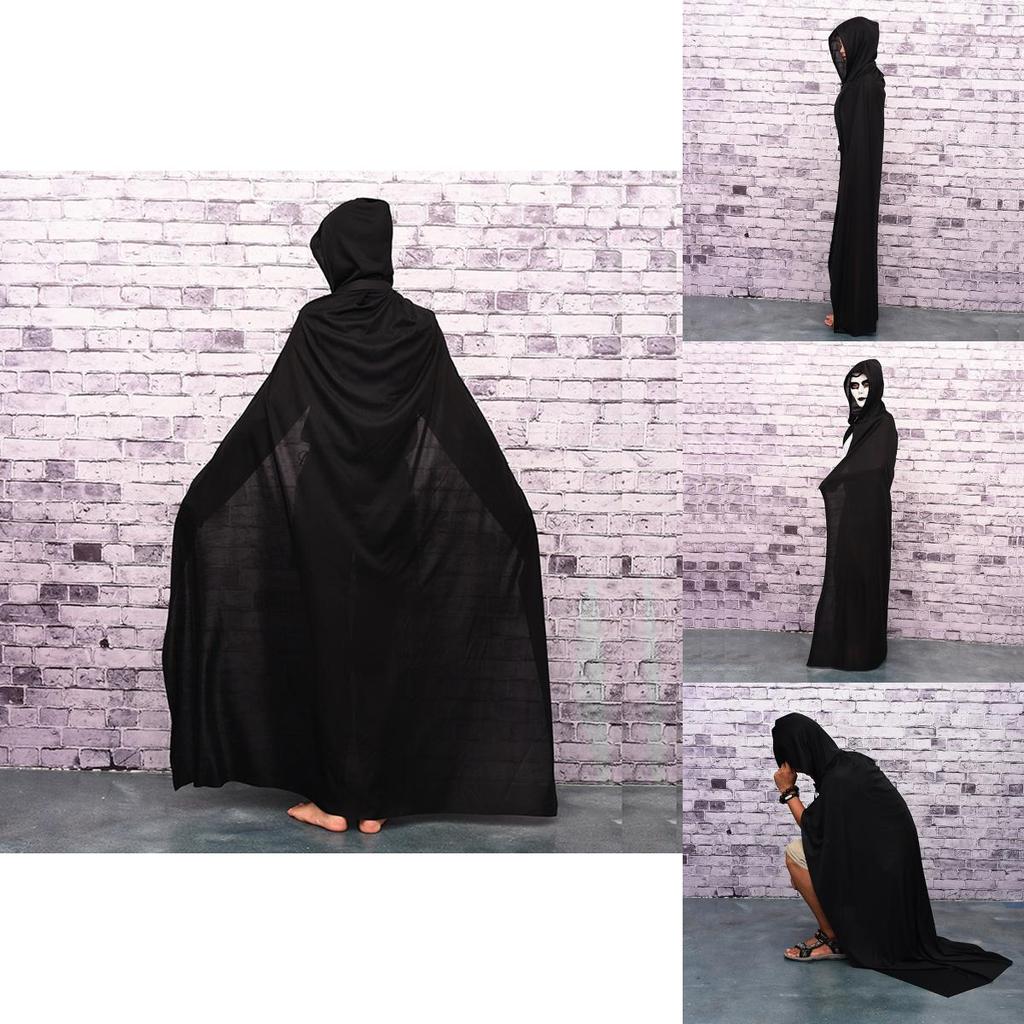 Mantello di Halloween Cosplay Mietitore Vampiro Strega Mago Veste Festa Adulti Bambini Mantello Nero Mantello