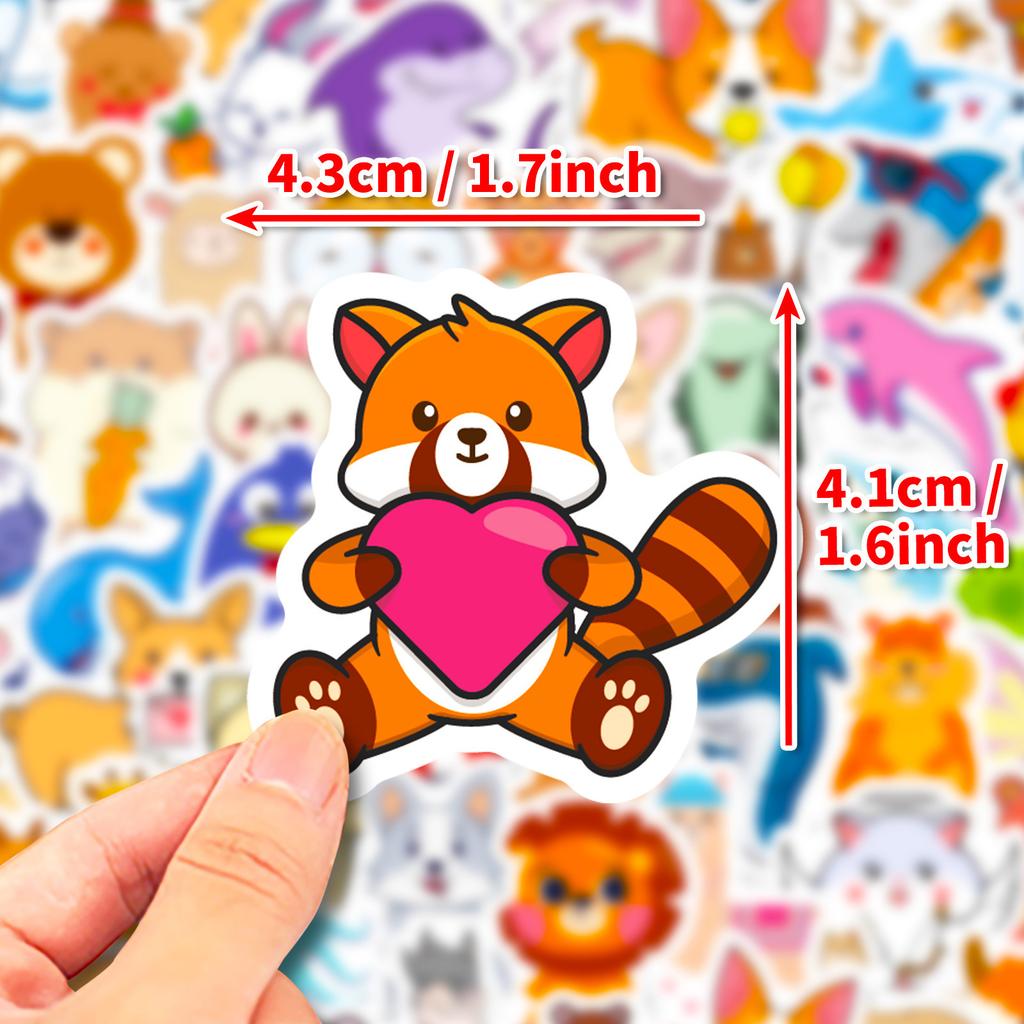 100 Small Size 4cm Cartoon Cute Little Animal Stickers Skateboard Suitcase Graffiti Stickers Award