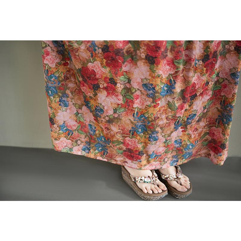 DIMANAF New 2026 Summer Beach Women Plus Size Lady Long Dress Loose Oversize Maxi Fashion Floral Print Cotton