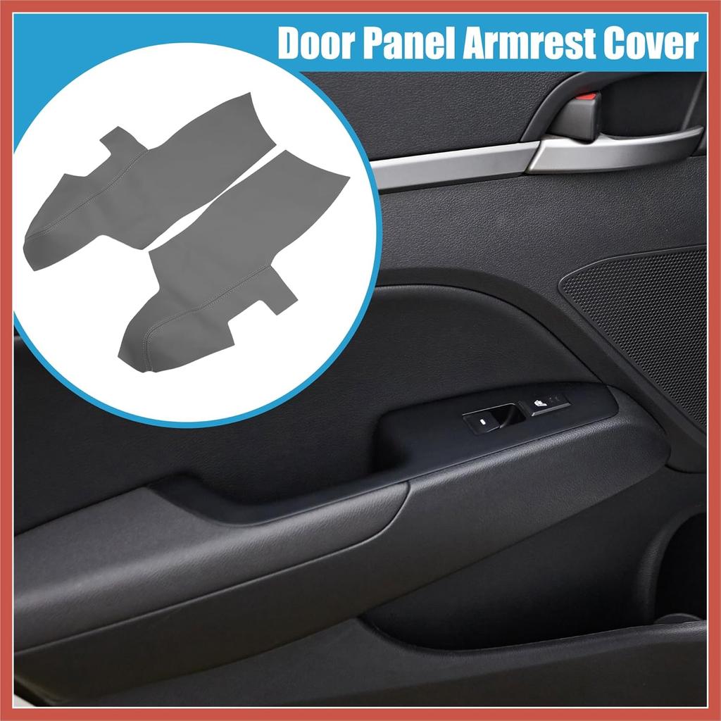 ACROPIX Car Front Door Panel Armrest Cover Interior Door Trims for Hyundai Santa Fe 2006-2012 Gray 1 Pair Car Parts