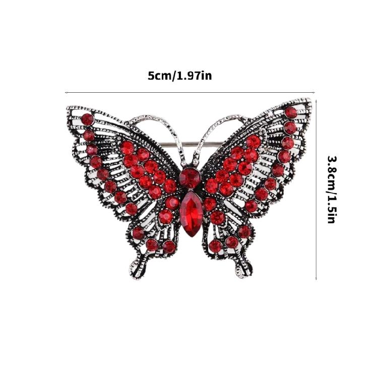 Retro Crystals Butterfly Brooch Sturdy Alloy Jewelry Gifts Accessory for Mothers Day Birthdays Party Dress Decoration