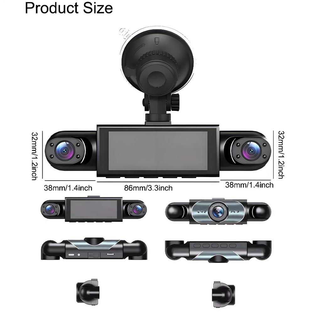 Video Camera for Car 4 Channel Dash Camera 1080P Monitor with 32G Card Rear Reversing Image for Left Right Front Blind Spot
