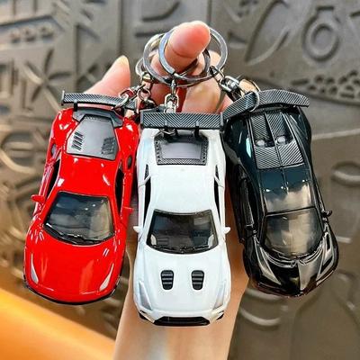 Fun Car Keyring Sports Car Keychain Accessories Roadster Key Chain Alloy Material Creative Ornaments Cartoon Schoolbag Pendant