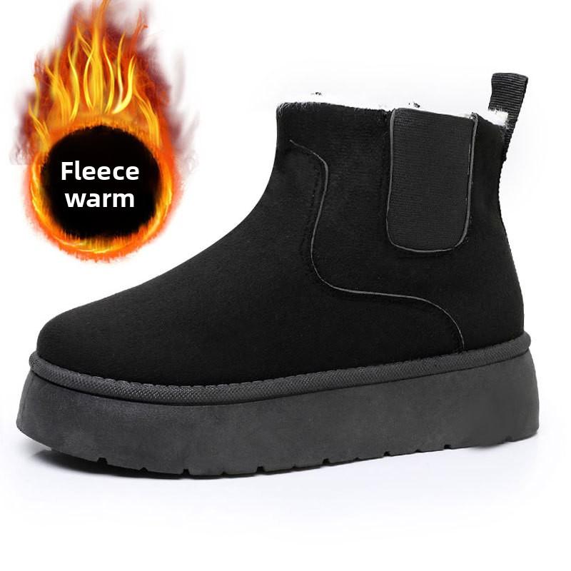 

Fashion Winter Fashion New Women s Snow Boots Thick Soled Cotton Boots with Thick Velvet Solid Color Elastic Mouth Cotton Shoes 36 чёрный