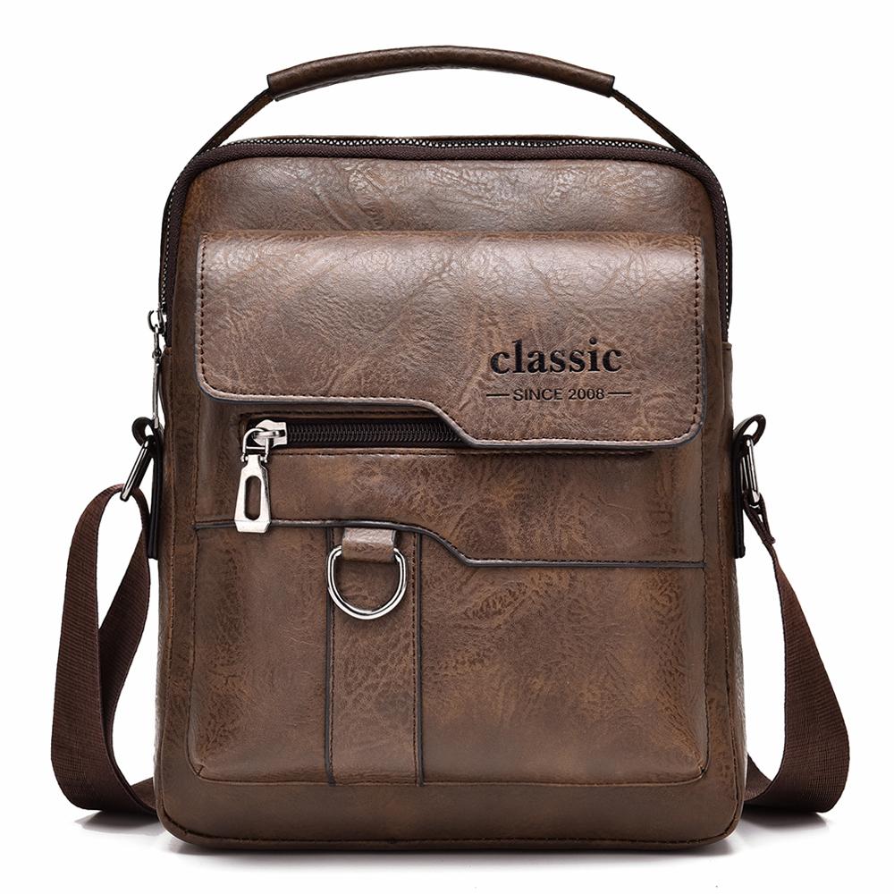Men's Messenger Bag Leather Crossbody Shoulder Bag Classic Waterproof Briefcase Satchel Travel Bag
