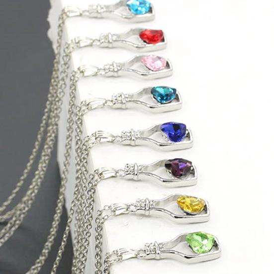 Necklace Scratch-resistant Minimalistic Alloy Heart-shaped Faux Crystal Bottle Choker Pendant Chain Women Gift