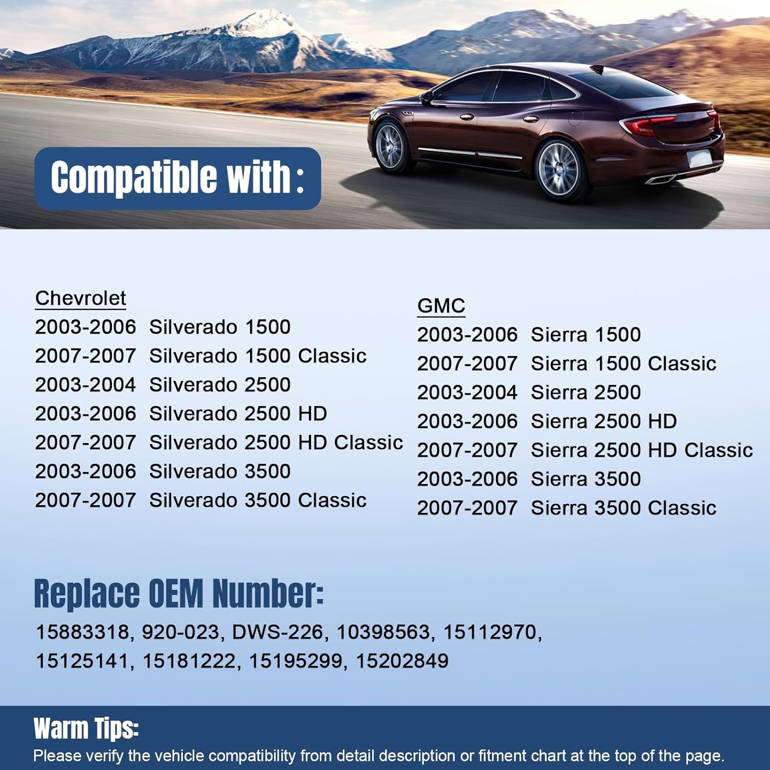 15883318 Power Window Switch with Bezel for 2003-2007 Chevy Silverado & GMC Sierra 1500 2500 3500, Front Driver Side Master Window Switch, 920-023