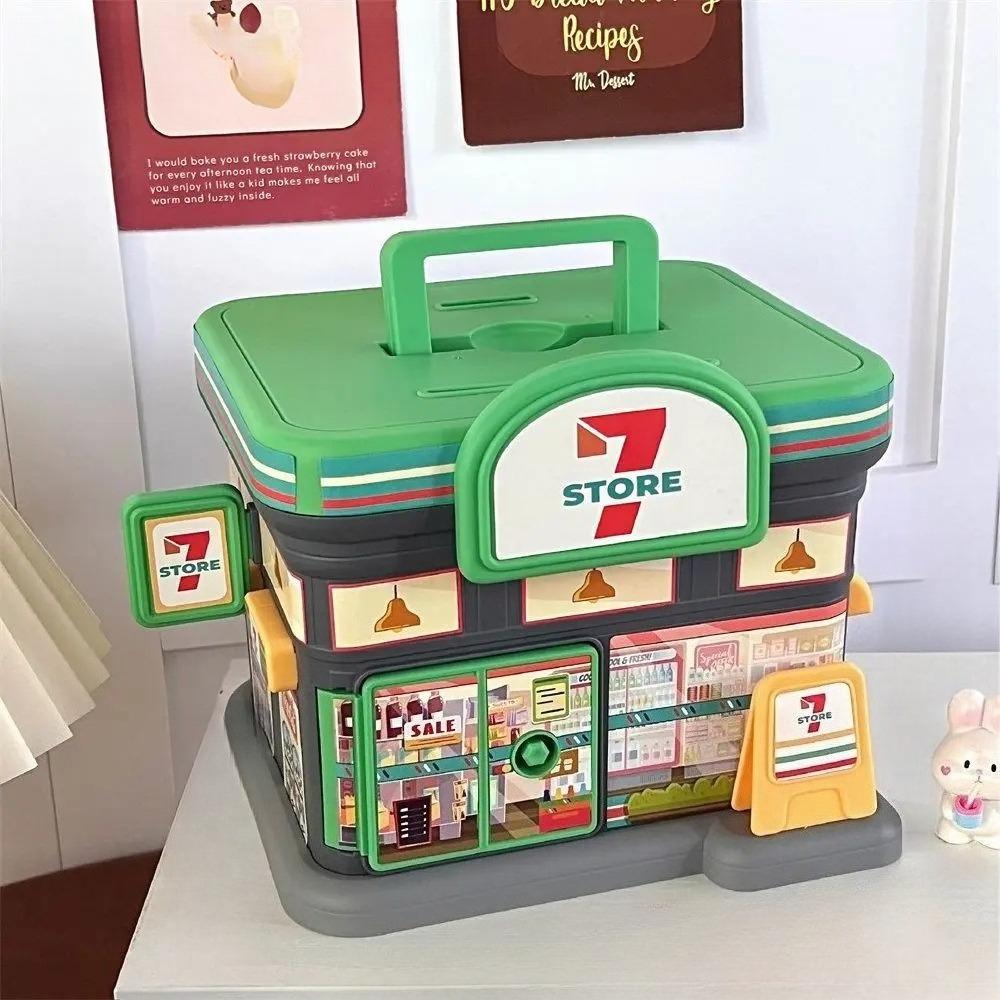 Creative Store Shaped Money Box Plastic Key Lock Cash Box Students Portable Piggy Bank Safe Savings Jar For Kids Adults Gift