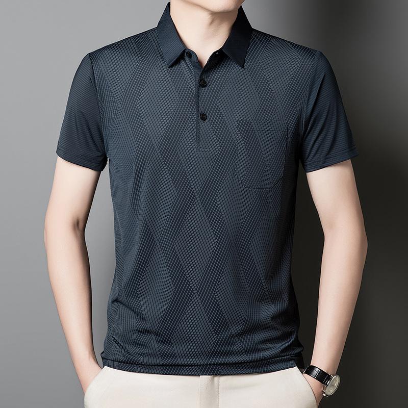 

Машинная стирка, настоящий карман, прохладная и дышащая футболка с короткими рукавами, повседневная простая однотонная рубашка-поло 4XL