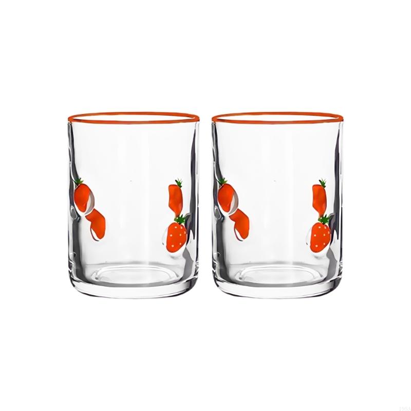 Set Of 2 Lemon Design Glass Cups Sturdy Materials 14oz Capacity Suitable For Parties Homes Decors Beverage Serving