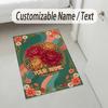 Floral Garden Theme Crystal Velvet Rug Personalized Custom Name Text Soft Floor Mat Home Decor