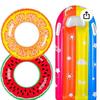 Children's Inflatable Rainbow Raft & Swim Ring 3-Piece Set