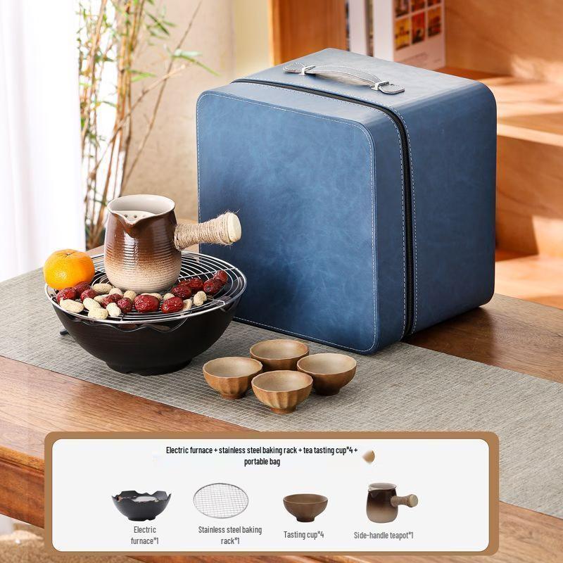 Portable Electric Ceramic Tea Set with Side Handle Pot