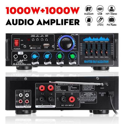 2000W 2 Micphone 220V FM AUX USB SD AMP Home Cinema Karaoke Remote Control Stereo Amplifier Bluetooth Surround Sound Mixer