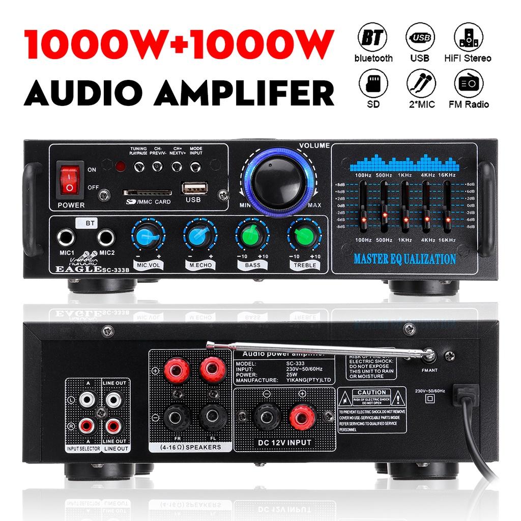 2000W 2 Micphone 220V FM AUX USB SD AMP Home Cinema Karaoke Remote Control Stereo Amplifier bluetooth Surround Sound Mixer
