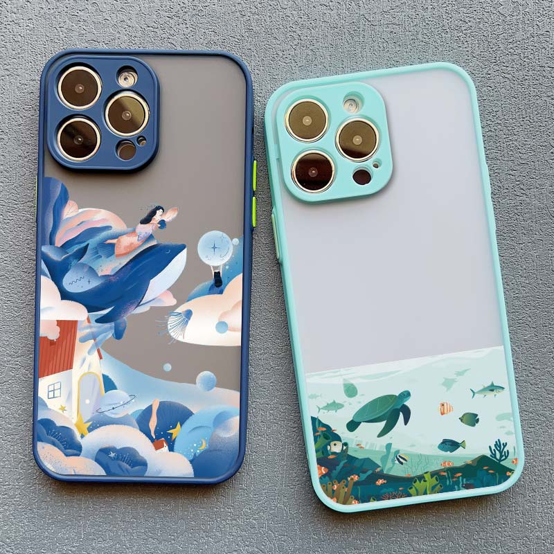 Whale Shockproof Funny Phone Case for iPhone 13 12 11 Pro Max Mini 16 15 14 Pro Max Plus X XR XS 7 8 Plus SE2 Back Cover Fundas
