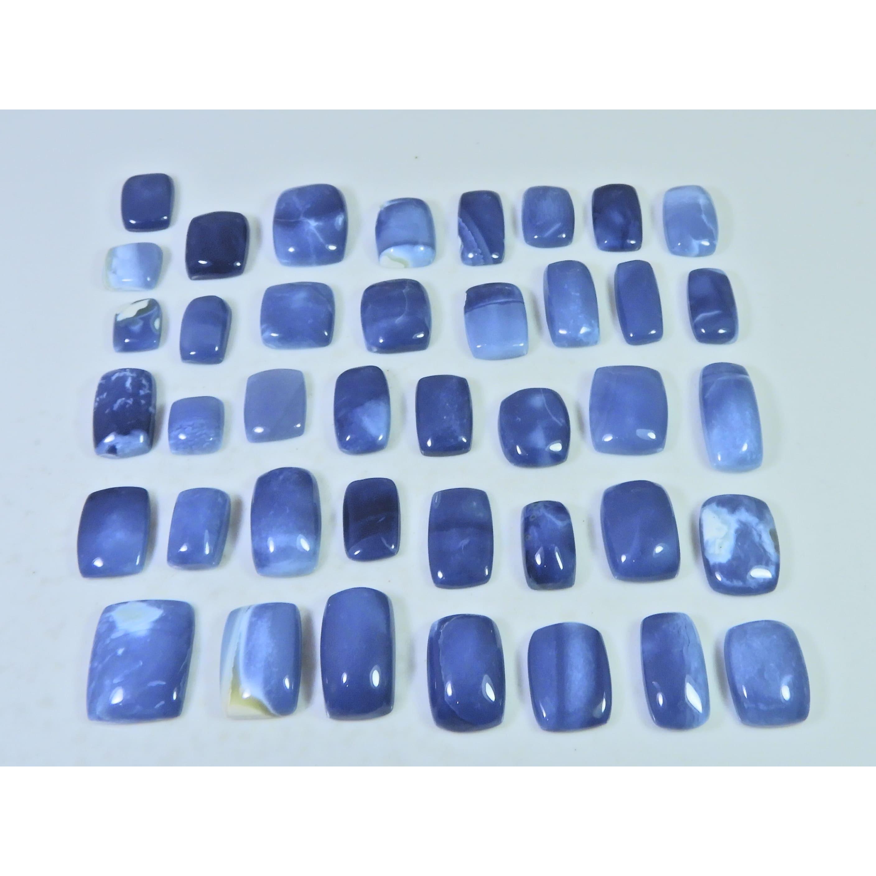 206Cts. Natural Blue Opal Agate Octagon Cabochon Loose Gemstone 40Pcs Lot C-1874