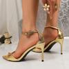 Summer New Sexy Open Toe Stiletto Heel High Heels Women's One Word Strap Sandal Bag Heel Versatile Shoes