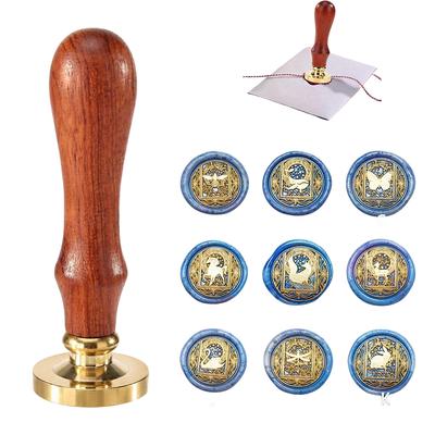 Timbre de sceau de cire de lettre, kit de sceau de cire d'alphabet de poignée en bois de modèle rétro pour l'enveloppe, carte de Thanksgiving, cadeau, emballage, invitation de fiançailles de mariage