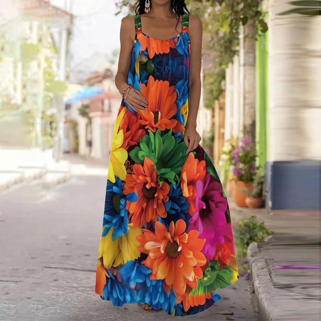 Women's Slip Dress Maxi Long Dress Butterfly Pattern Print Dress Spring & Summer Leisure Vacation