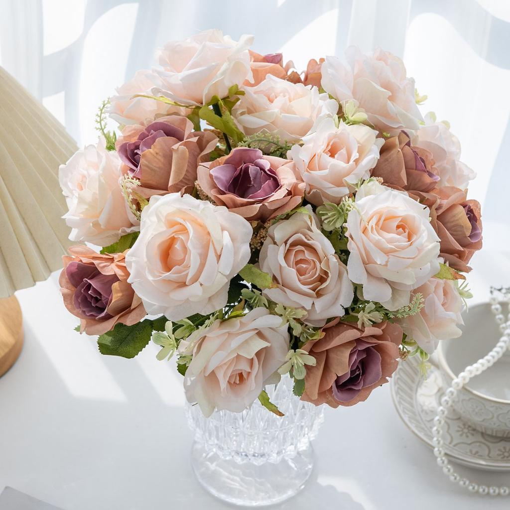 Artificial Flower 5 Head Silk Rose Wedding Brial Bouquet Valentine's Decor Home Room Garden Yard Scrapbooking Diy Gifts Products
