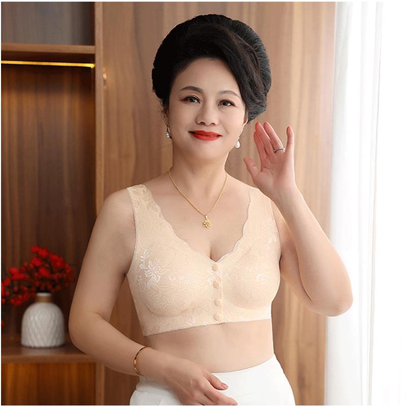 Women Plus Size Seamless Wireless Tank Style Comfortable Bra For Middle Aged Ladies