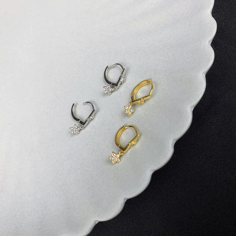 Full Diamond Star Ear Buckle Super Fairy Fresh and Versatile Earrings Simple Korean Version Women