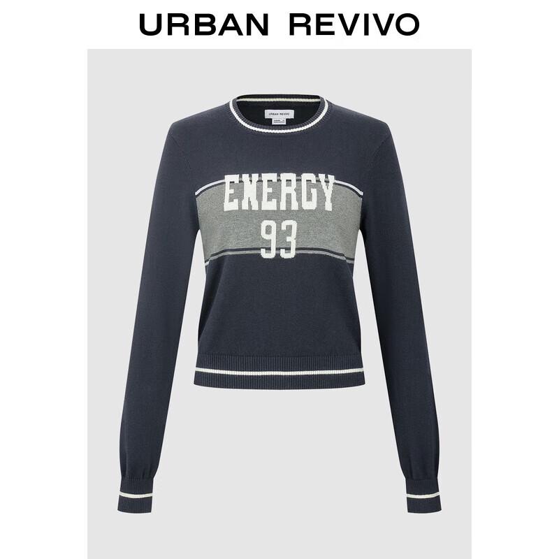 UR 2025 Women s Retro Academy Style Letter Cotton Knit Sweater L