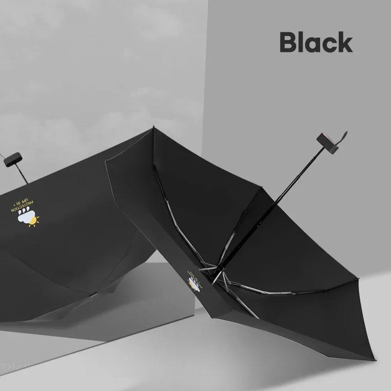 

Новый мини-зонт для девочек, карманный УФ-защита от солнца, шесть складных маленьких зонтов для женщин, ветрозащитный зонт, прочный чёрный