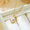 Cross-border New French-style Vintage Faux-pearl Oil-drop Pendant Light-luxury Enamel High-end Painted Flower Art Copper Bamboo