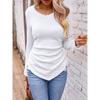 Women's Autumn and Winter Models Long-sleeved Irregular Slim V-neck Solid Colour Knitted T-shirt