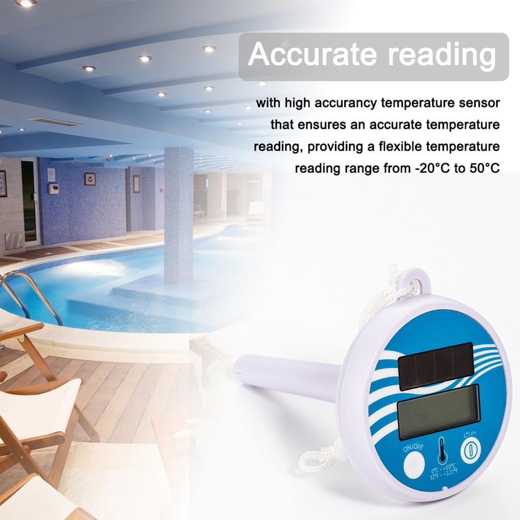 Solar Powered Wireless Pool Temperature Tester Swim Pond Tub Waterproof Digital LCD Display Floats Temperature Meter