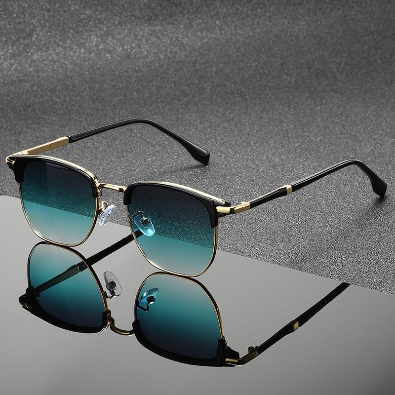 Sunshade Metal Antique Mirror Sunglasses, A New Style of Fashionable and Universal Half-frame Sunglasses, Stylish Square Sunglasses