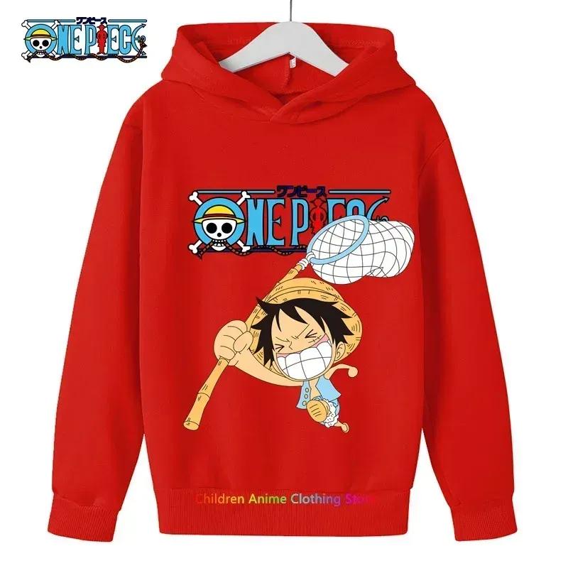 Spring Autumn One Piece Hoodie for Boys Anime Luffy Hoodie Sweatshirt Kids Coat Men's Clothing Sudaderas
