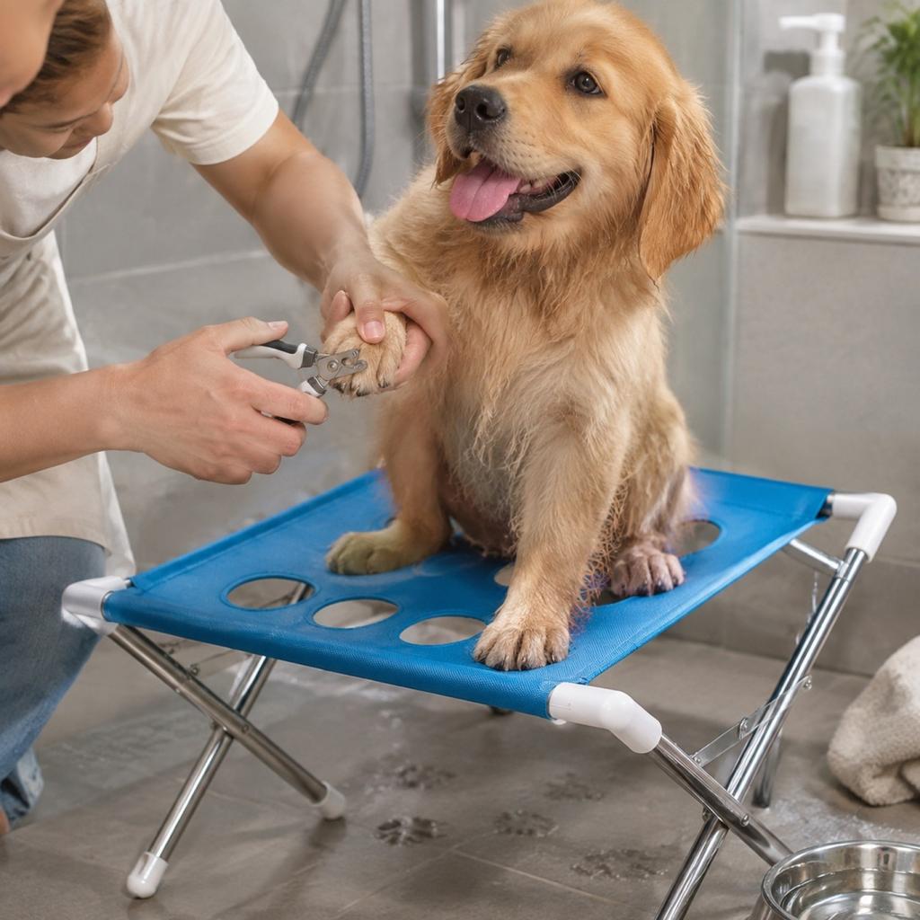 Stainless Pet Bathing Rack with -Scratch - Restraint and Dog Grooming Holder for Washing and Nail Trimming