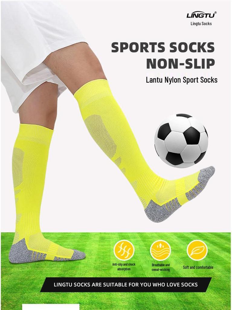 Men's Over-the-Knee Anti-Slip Football Training Socks: Sweat-Absorbent, Long Tube Design for Autumn/Winter