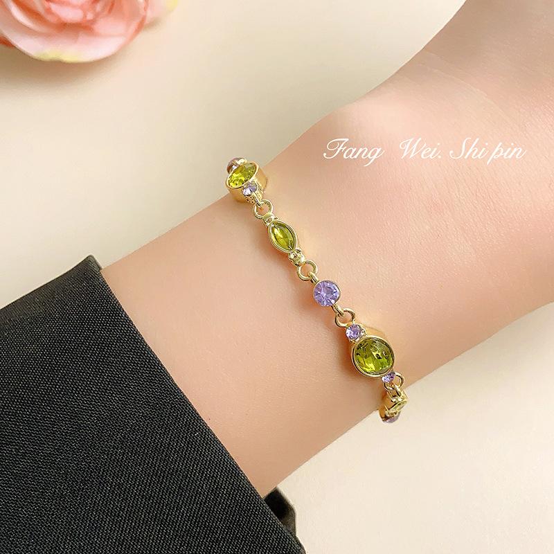 Simple Light Luxury Commute Bracelet, Wizard of Oz Same Style Green Zircon Niche Women Jewelry