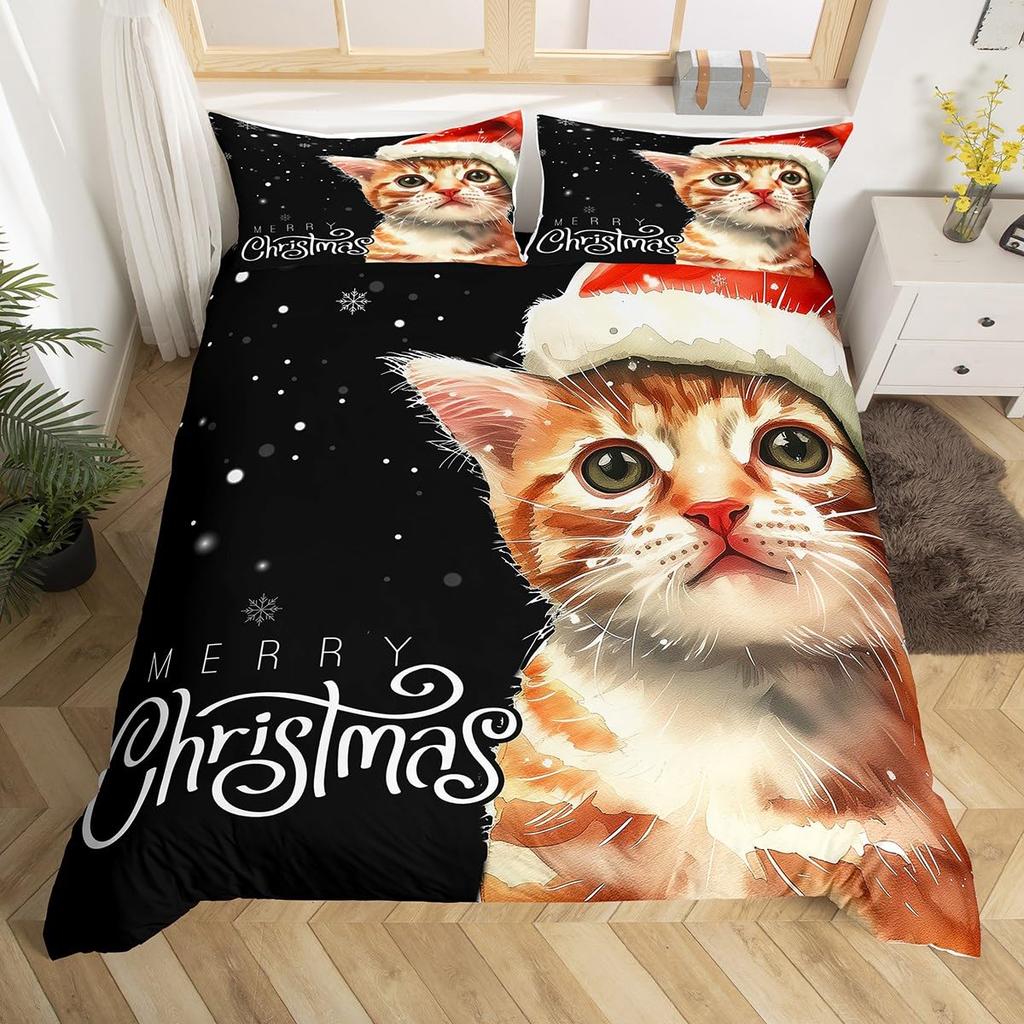 Cat Duvet Cover Pet Cat Pattern Bedding Set Cute Kitten Printed Comforter Cover For Kids Boys Girls Teens 3D Animal Theme Cover