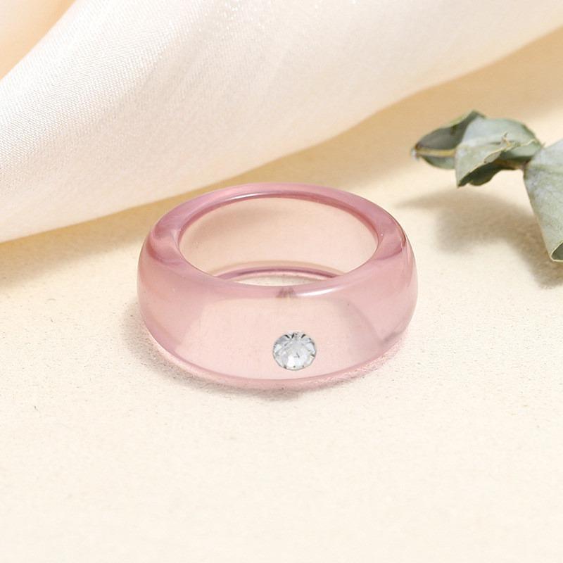 Round Rings Square Crystal Transparent Colorful Simple Geometric Resin Acrylic