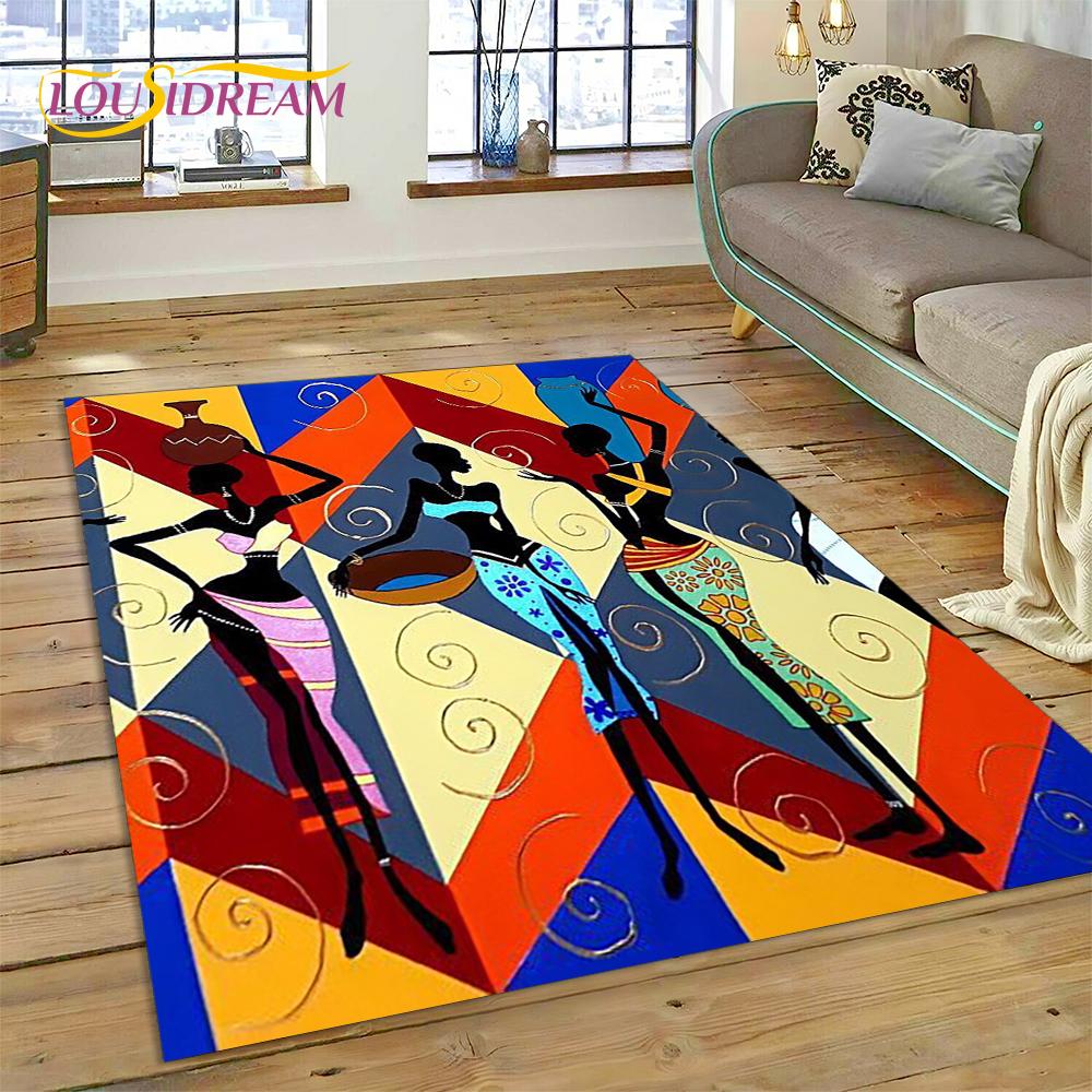 Cartoon Africa Ethiopian Custom Painting Art Carpet Rug for Bedroom Living Room Home Sofa Decoration,kids Large Decor Floor Mat