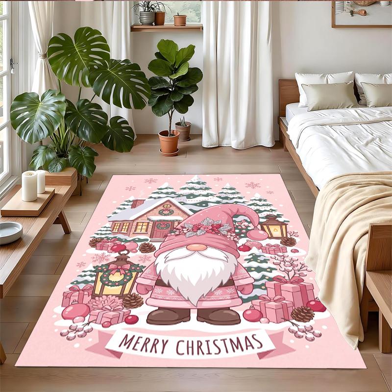 Christmas Printed Square Area Rug Soft Non Slip Floor Carpet For Bedroom Holiday Gift