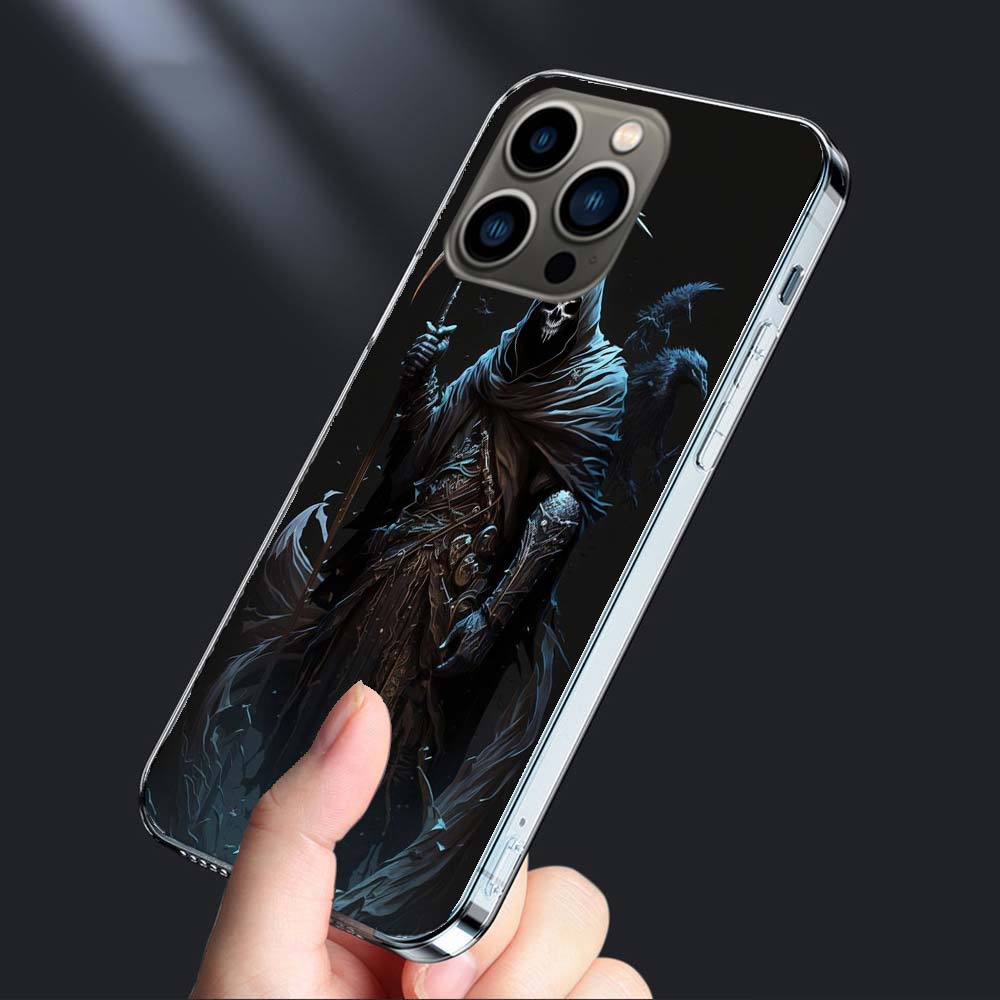 Tod Sensenmann Schädel Handyhülle Für Iphone 16E 15 Pro 14 Plus 17E 16 17 Pro Max Air 11 12 13 Mini Stoßfest Capa Niedlich Cov