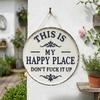 2D Flat Rustic Metal Garden Sign Happy Place Wall Art Decorative Outdoor Yard Plaque for House Porch